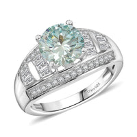 D'Joy Moissanite (Rnd 8mm) Ring in Rhodium Over Sterling Silver (Size 10.0) 3.10 ctw