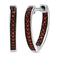 Premium Mozambique Garnet 6.30 ctw Love Hoop Earrings in Platinum Over Sterling Silver