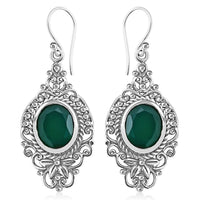 Bali Legacy Verde Onyx 8.00 ctw Antique Garden and Floral Earrings in Sterling Silver