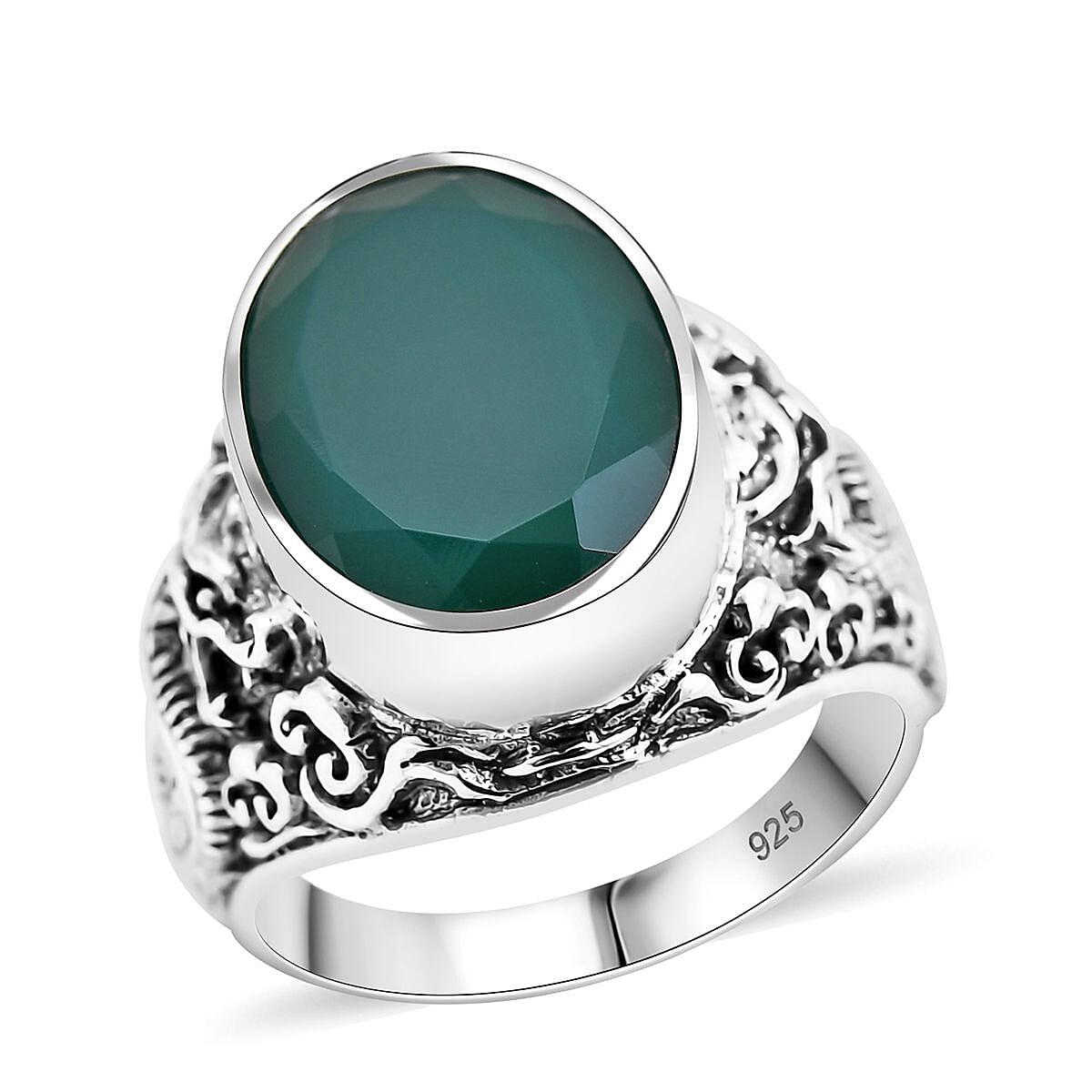 Bali Legacy Verde Onyx Dragon Ring in Sterling Silver (Size 10.0) 9.75 ctw