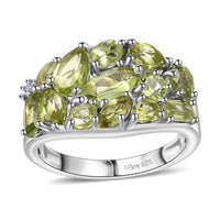 Arizona Peridot and White Zircon 3.30 ctw Verdant Mosaic Ring in Platinum Over Sterling Silver (Size 10.0)