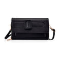 Black Faux Leather Crossbody Bag (7.87"x1.97"x4.72") with Adjustable Shoulder Strap - Sticky add to cart bar