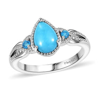 Premium Sleeping Beauty Turquoise and Malgache Neon Apatite 1.40 ctw Infinity Ring in Platinum Over Sterling Silver (Size 10.0)
