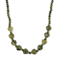 Connemara Marble 195.00 ctw Beaded and Heart Necklace in Stainless Steel 18-20 Inches