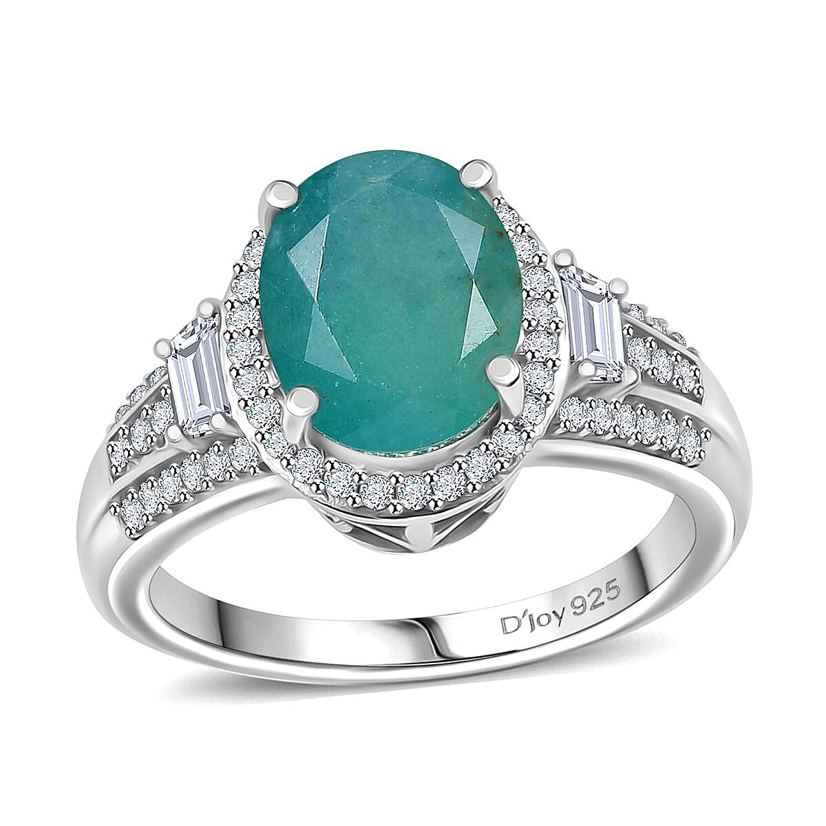 Premium Grandidierite, Moissanite Ring in Rhodium Over Sterling Silver (Size 10.0) 3.65 ctw