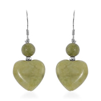 Connemara Marble 22.00 ctw Heart Earrings in Rhodium Over Sterling Silver