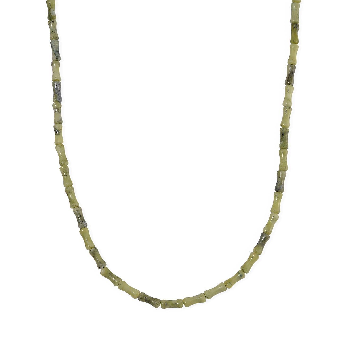 Connemara Marble Bamboo Beaded 90.00 ctw Necklace 18-20 Inches Stainless Steel