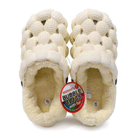 Women’s EVA Bubble Clogs with Sherpa Fur Lining Beige - 6