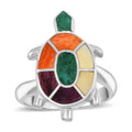 Multi Gemstones Turtle Adjustible Ring in Sterling Silver 0.90 ctw - Sticky add to cart bar