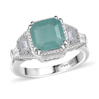 Grandidierite and White Zircon 3.40 ctw Ring in Rhodium Over Sterling Silver (Size 10.0)