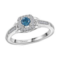 Luxuriant Lab Grown Blue and White Diamond (VS-SI) Promise Ring in Rhodium Over Sterling Silver (Size 7.0) 0.35 ctw - Sticky add to cart bar
