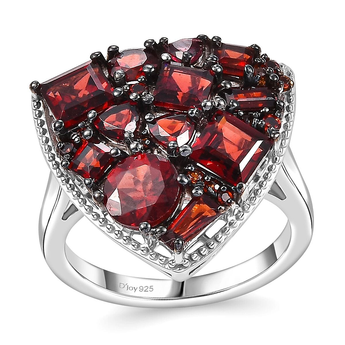 Mozambique Garnet Trillion Shape Ring in Rhodium Over Sterling Silver (Size 10.0) 4.60 ctw
