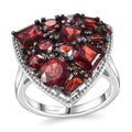 Mozambique Garnet Trillion Shape Ring in Rhodium Over Sterling Silver (Size 10.0) 4.60 ctw - Sticky add to cart bar