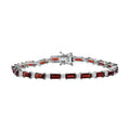 Mozambique Garnet and White Zircon 12.75 ctw Bracelet in Rhodium Over Sterling Silver (7.25 In) - Sticky add to cart bar