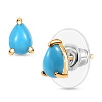 D'Joy Premium Sleeping Beauty Turquoise 1.50 ctw Solitaire Stud Earring in 18K Vermeil Yellow Gold Over Sterling Silver