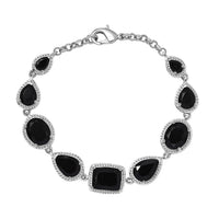 Karis California Black Jade 15.70 ctw Bracelet in Platinum Bond (6.50 In)