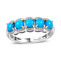 Sleeping Beauty Turquoise 1.40 ctw 5 Stone Ring in Platinum Over Sterling Silver (Size 10.0) - Sticky add to cart bar