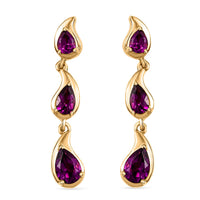 D'Joy AAA Radiant Ember Garnet 2.20 ctw Dangling Earrings in 18K Yellow Gold Vermeil Sterling Silver