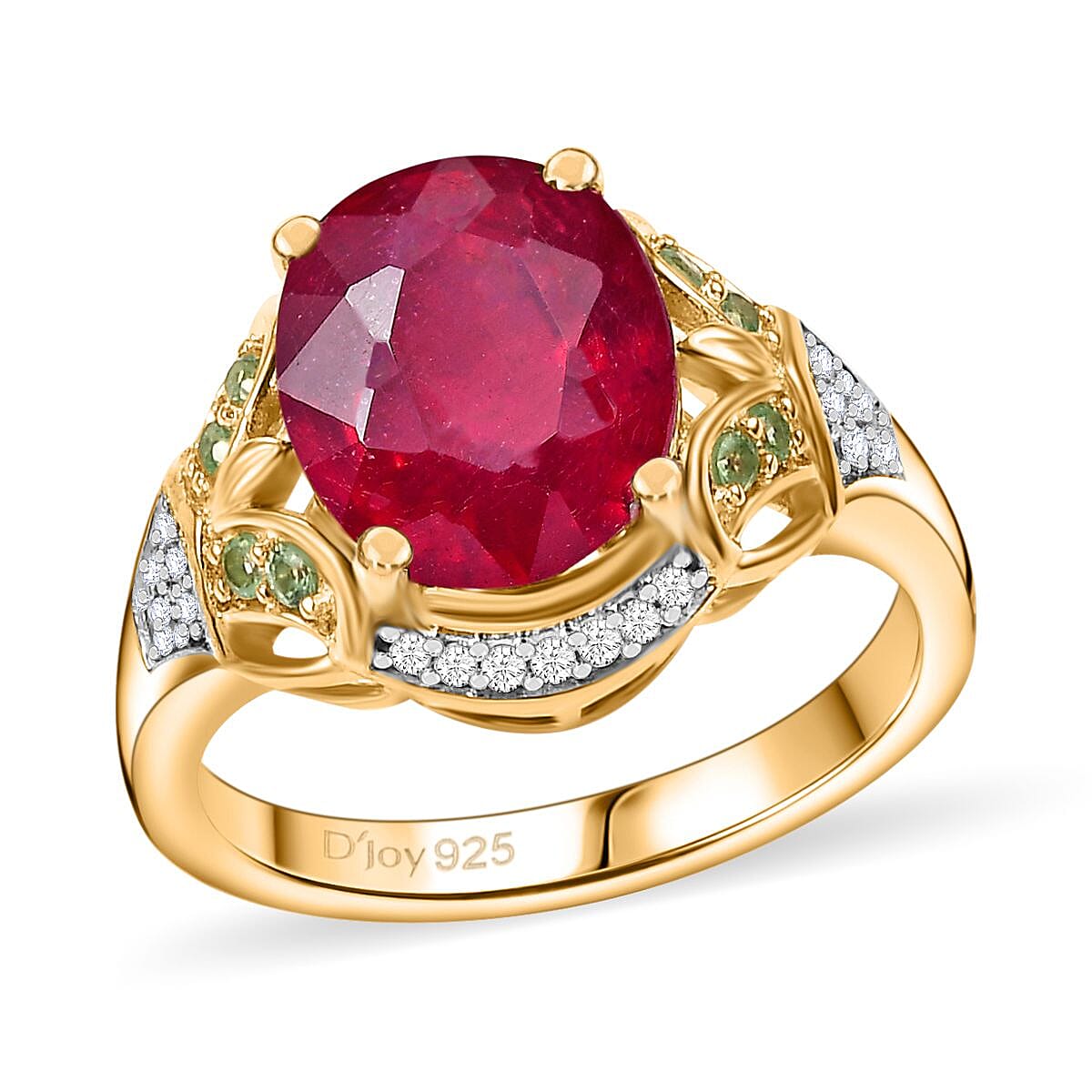 Niassa Ruby (FF), Multi Gemstone Ring in 18K Vermeil YG Over Sterling Silver (Size 10.0) 6.00 ctw