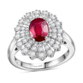 Niassa Ruby (FF) and White Zircon 2.90 ctw Crimson Starburst Ring in Rhodium Over Sterling Silver - Sticky add to cart bar