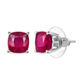 D'Joy Niassa Ruby (FF) 7.10 ctw Solitaire Stud Earrings in Rhodium Over Sterling Silver - Sticky add to cart bar