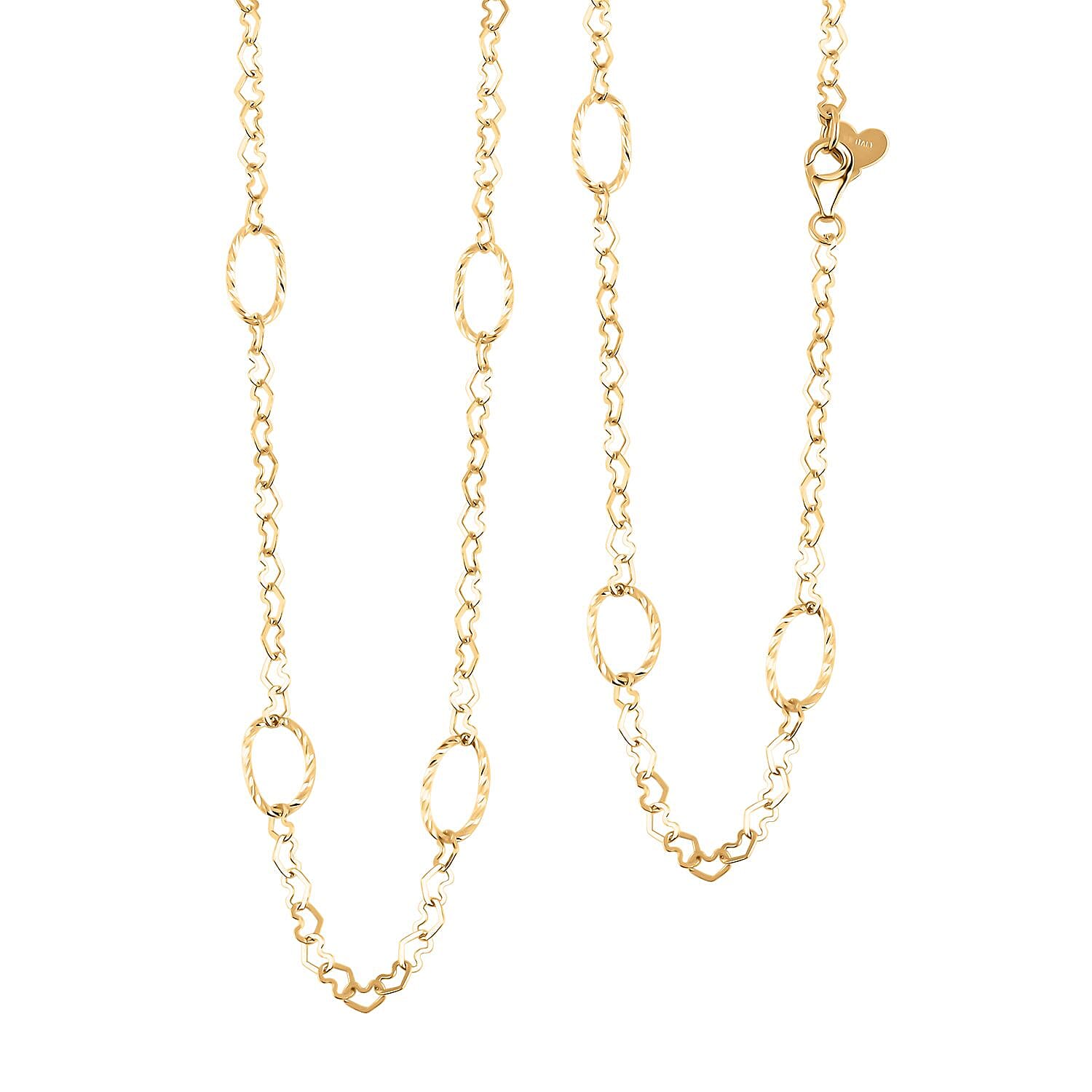 Italian Heart Curb Chain Necklace in 10K Yellow Gold 3.1 Gram 18-20 Inches