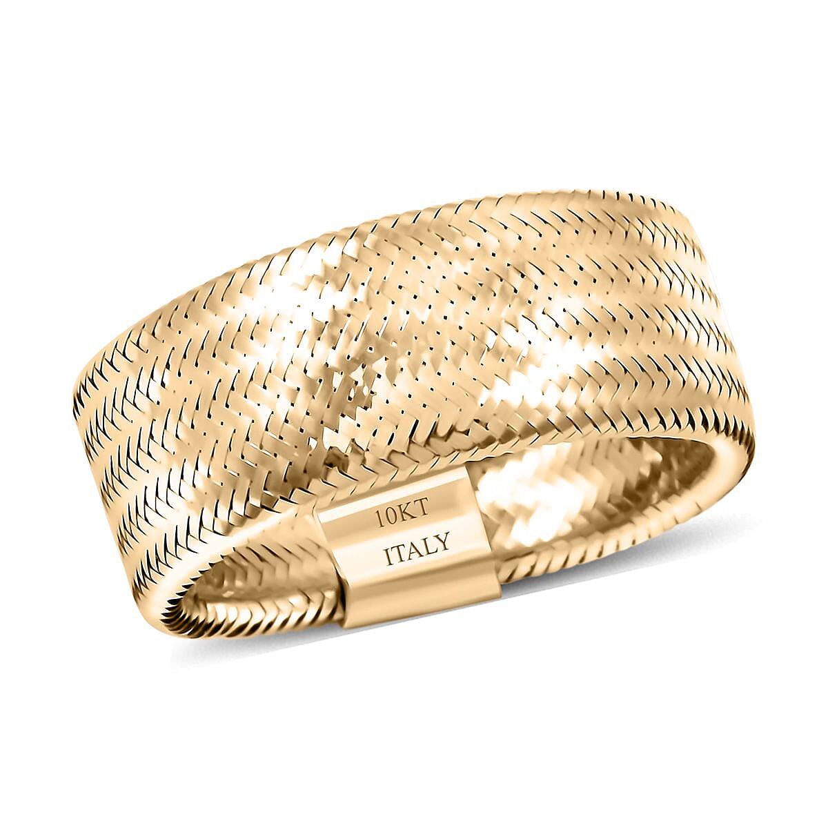 Italian 10K Yellow Gold 8mm Mesh Stretch Ring (0.85 g)