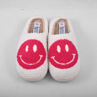 American Exchange Fuchsia White Smiley Face Fur Slippers Fuchsia - S  