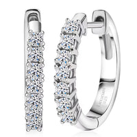 Luxuriant Lab Grown Diamond G-H I1 0.55 ctw Hoop Earrings in Rhodium Over Sterling Silver (Del. in 12-15 Days)