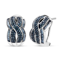 TLV Blue Diamond (IR) Infinity Earrings in Platinum Over Sterling Silver 1.00 ctw