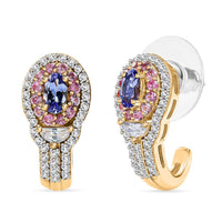 Premium Tanzanite, Multi Gemstone J-Hoop Earrings in 18K Vermeil YG Over Sterling Silver 2.00 ctw