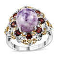 Utah Tiffany Stone, Mozambique Garnet Royal Amour Ring in 14K YG and Platinum Over Sterling Silver (Size 10.0) 6.10 ctw - Sticky add to cart bar