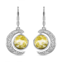 D'Joy Connemara Marble 8.60 ctw Moon Earrings in Rhodium Over Sterling Silver