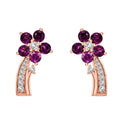 D'Joy AAA Radiant Ember Garnet and White Zircon 1.90 ctw Floral Earrings in 18K Vermeil Rose Gold Sterling Silver - Sticky add to cart bar