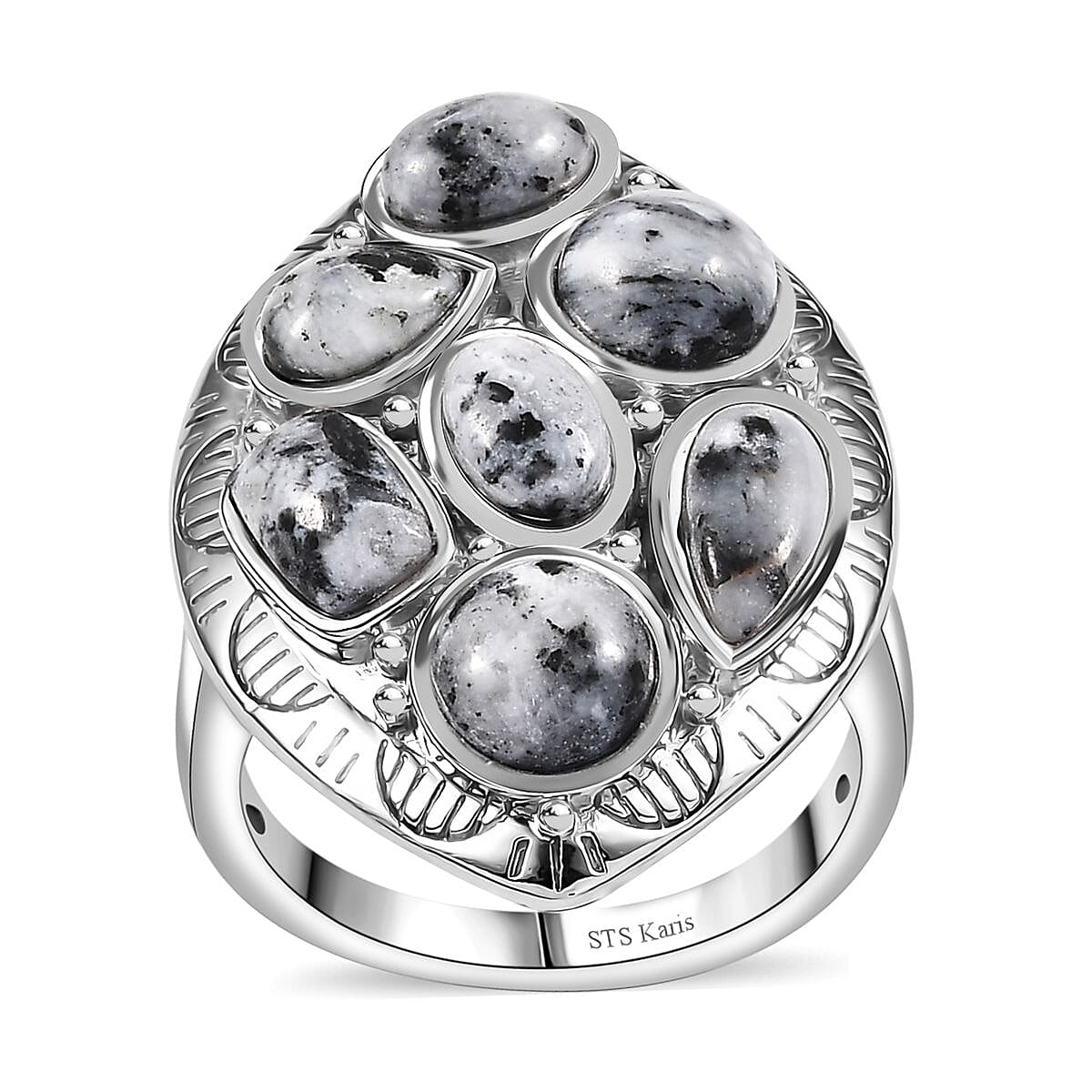Karis White Buffalo Southwest Ring in Platimum Bond (Size 10.0) 4.70 ctw