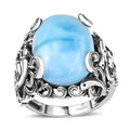 Artisan Crafted Larimar Fancy Ring in Sterling Silver (Size 10.0) 13.70 ctw - Sticky add to cart bar