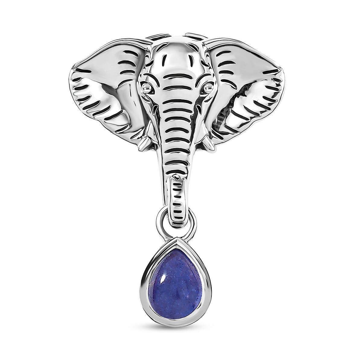 D'Joy Indian Artisan Crafted Tanzanite 2.35 ctw Royal Grace Elephant Pendant without Chain in Sterling Silver