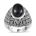 Artisan Crafted California Black Jade Saddle Ring in Sterling Silver (Size 7.0) 8.00 ctw - Sticky add to cart bar