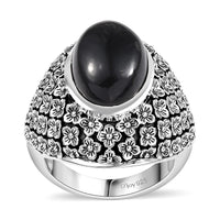 Artisan Crafted California Black Jade Saddle Ring in Sterling Silver (Size 7.0) 8.00 ctw