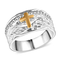 Bali Legacy 22K YG and Sterling Silver Cross Ring (Size 10.0) 5.61 Grams