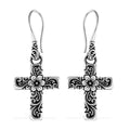 Bali Legacy Flower Cross Earrings in Sterling Silver 6 Grams - Sticky add to cart bar