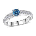 Luxuriant Lab Grown Blue and White Diamond Classic Ring in Sterling Silver - Sticky add to cart bar