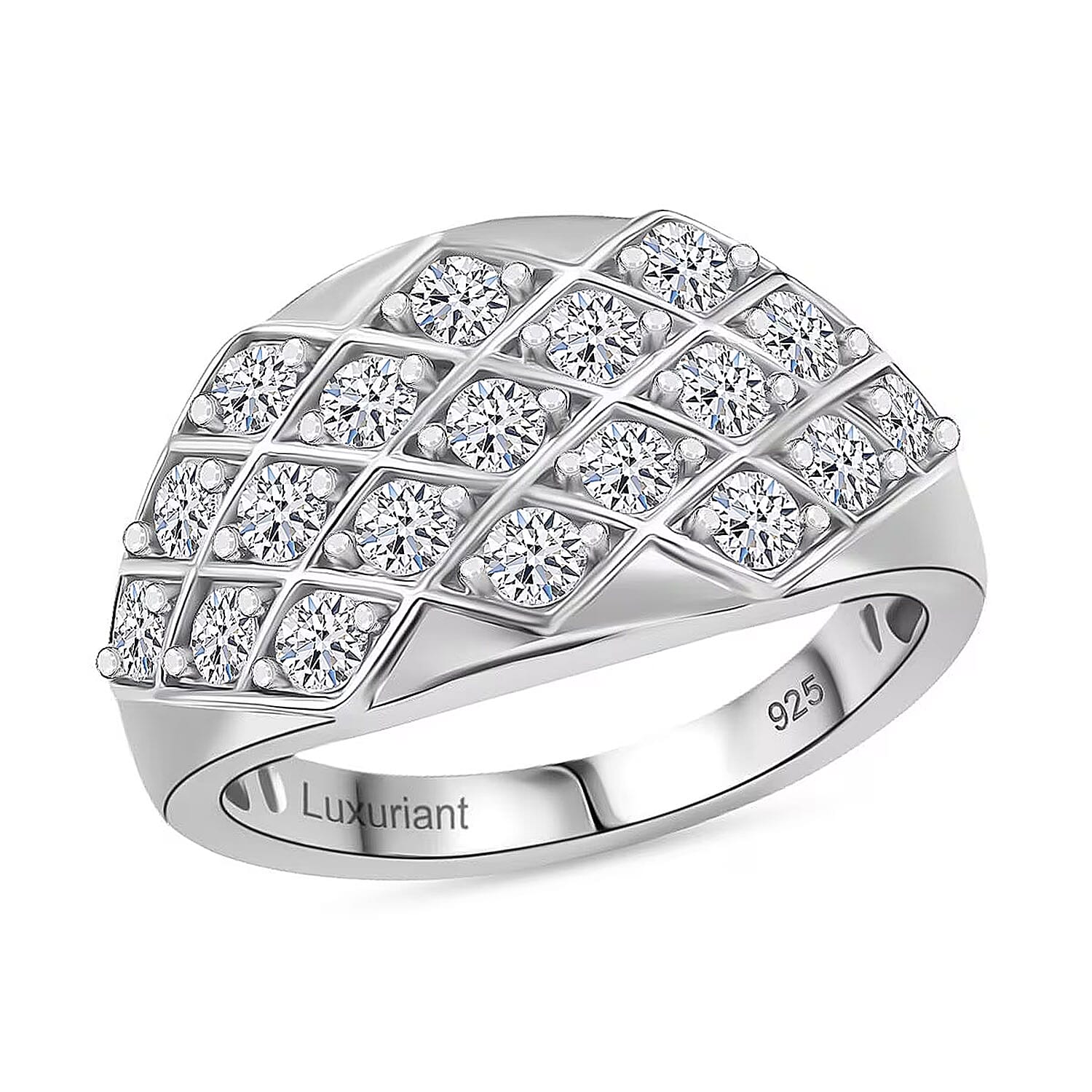 Luxuriant Lab Grown Diamond (G-H, SI) Art Deco Ring in Rhodium Over Sterling Silver (Size 10.0) 1.00 ctw