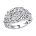 Luxuriant Lab Grown Diamond (G-H, SI) Art Deco Ring in Rhodium Over Sterling Silver (Size 10.0) 1.00 ctw - Sticky add to cart bar