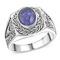 Bali Legacy Tanzanite 3.25 ctw Dragon Men's Ring in Sterling Silver