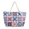 Multi Color Plaid Flower Print Pattern Large Size Tote Bag - Sticky add to cart bar