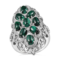 Karis African Malachite Ring in Platinum Bond (Size 10.0) 7.15 ctw