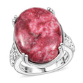 Norwegian Thulite 24.85 ctw Solitaire Ring in Platinum Over Copper with Magnet (Size 10.0) - Sticky add to cart bar