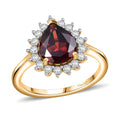 Mozambique Garnet and White Zircon 3.10 ctw Ring in 18K Vermeil Yellow Gold Over Sterling Silver (Size 10.0) - Sticky add to cart bar