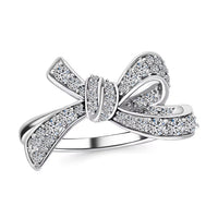 Luxuriant Lab Grown Diamond (G-H, SI) Love Knot Ring in Platinum Over Sterling Silver (Size 10.0) 0.80 ctw